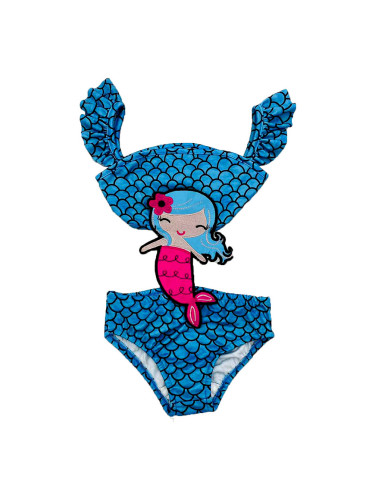 Детски бански в светлосиньо с русалка