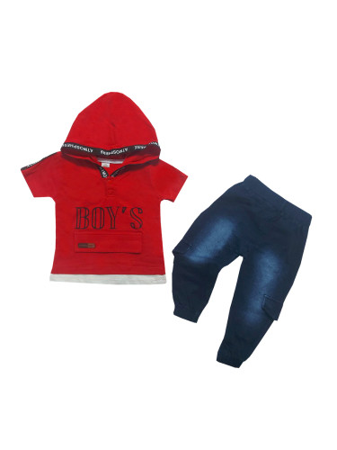 Комплект от 2 части тениска в червено и панталон 