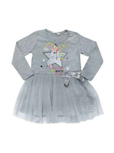Детска рокля в сиво с Пони/Еднорог и тюл 4524333