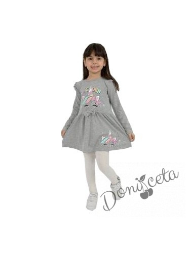 Детска рокля в сиво с Пони/Еднорог 715741