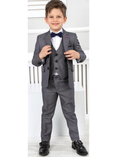 Официален детски костюм за момче в сиво от 5 части със сако Сивина