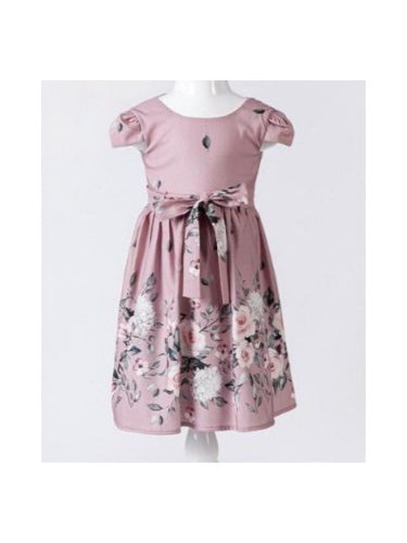Детска рокля на цветя с коланче в цвят пепел от рози Амана