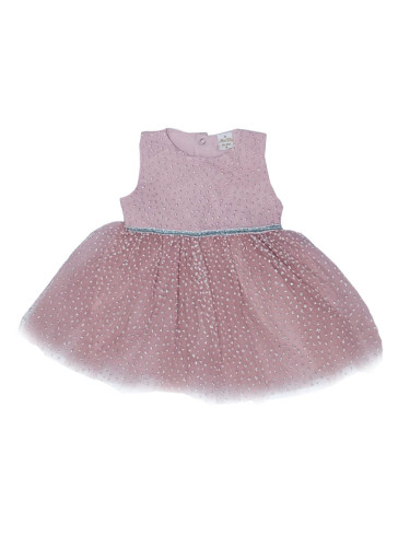 Официална детска рокля без ръкав Зоя - с тюл и брокатени 3D точки в пе