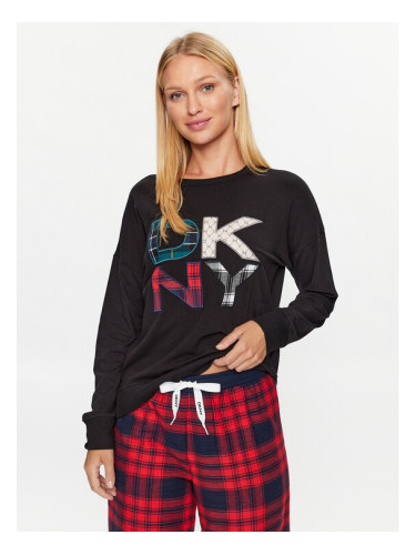 DKNY Тениска на пижама YI2122591 Черен Regular Fit