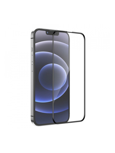 5D алуминиево-стъклен протектор с пълно покритие HOCO HD - iPhone 13 mini A12Plus с черна рамка