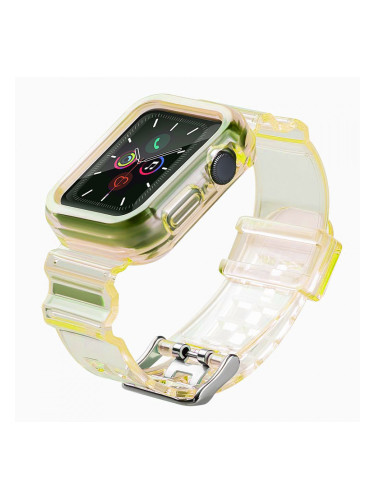 Калъф за корпус с каишка Light Strap - Apple Watch 40mm SE / 40mm Series 6 / 40mm Series 5 / 40mm Series 4 жълт