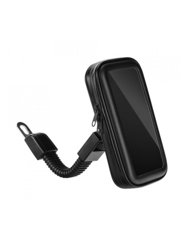 Водоустойчив калъф с цип със стойка за телефон за велосипед (4.8"-5.5") черен