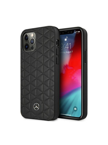 Оригинален твърд гръб MERCEDES Leather Quilted Embossed MEHCP12LSPSBK - iPhone 12 Pro Max черен