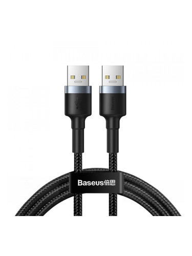 Кабел за зареждане и данни с оплетка BASEUS Cafule USB Type A към USB Type A 3.0 към USB Type A 3.0 2A 1m (CADKLF-C0G) сив