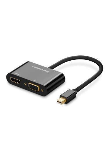 Видео адаптер UGREEN mini DisplayPort към HDMI / VGA 4K, 30Hz, Full HD 1080p (MD108 10439) черен