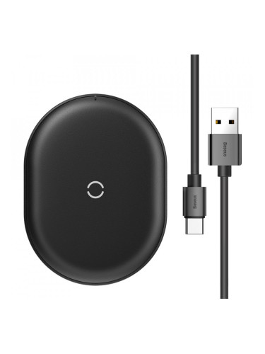 Безжично зарядно BASEUS Cobble Qi 15W + кабел USB Type C 1m (WXYS-01) черно