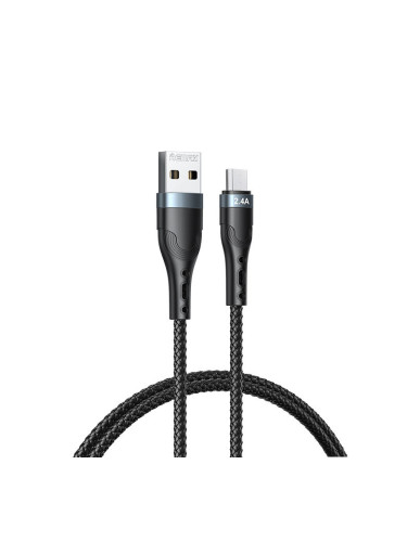 Кабел за трансфер на данни и зареждане REMAX USB Type A към micro USB 2.4A 1m черен (RC-C006)