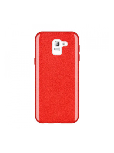 Блестящ гръб WOZINSKY Glitter - Samsung Galaxy J6 червен