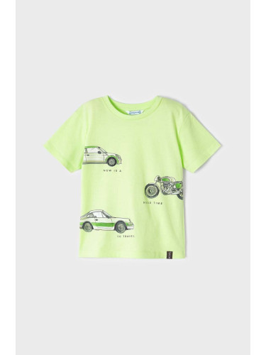 Детска памучна тениска Mayoral в зелено с принт
