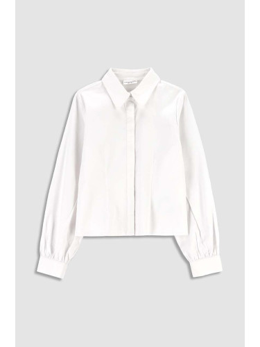 Детска памучна риза Coccodrillo в бяло
