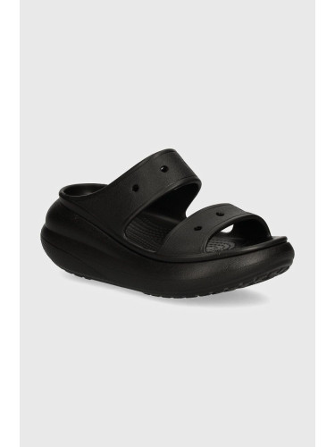 Чехли Crocs Classic Crush Sandal в черно с платформа 207670