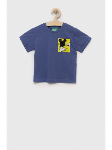 Детска тениска United Colors of Benetton в синьо с апликация