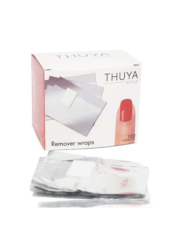 Професионално фолио с тампон за сваляне на гел лак за нокти Thuya Remover Wraps 100бр