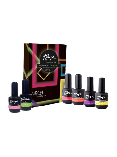 Комплект от 5 ултра ярки неонови гел лака Thuya Gel On Off Neon Kit