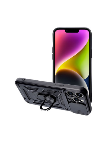 Гръб със стойка и подвижно покритие за камерата Slide Armor - iPhone 14 Pro Max черен