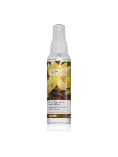 Avon Naturals Care Vanilla & Sandalwood освежаващ спрей за тяло с ванилия и сандалово дърво 100 мл.
