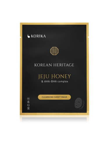KORIKA Korean Heritage Jeju Honey & AHA-BHA Complex Cleansing Sheet Mask платнена маска с почистващ ефект Jeju honey & AHA - BHA complex sheet mask