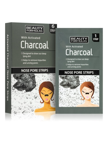 Beauty Formulas Charcoal почистваща лепенка за запушени пори по носа 6 бр.