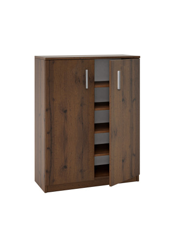 ШКАФ ЗА ОБУВКИ ЛЕОНАРДО 83/35/107 СМ В ТЕКСТУРА ДЪБ ВОТАН С РЕЛЕФЕН ФЛАДЕР