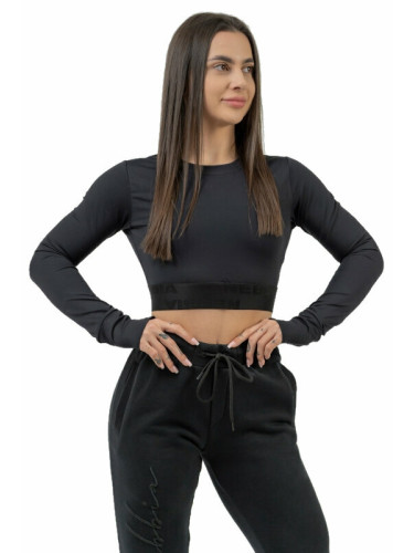 Nebbia Long Sleeve Crop Top INTENSE Perform Black XS Фитнес тениска