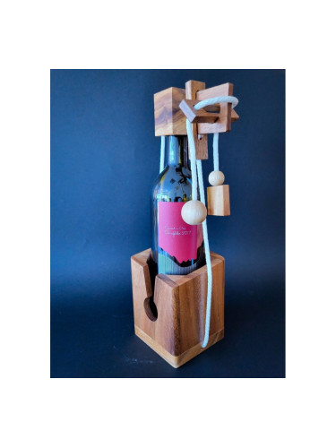 3d дървен пъзел „Освободи бутилката с вино“ за любители на виното