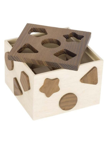 Кутия за сортиране на формички с 5 дървени блокчета и подвижен капак