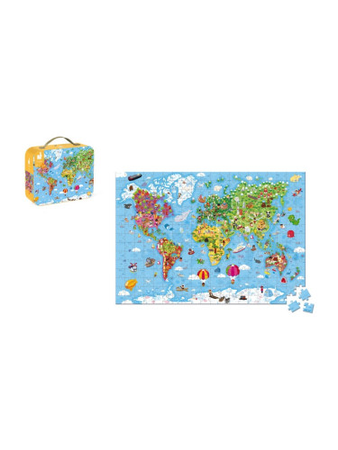 Огромен пъзел карта на света от 300 части в куфар