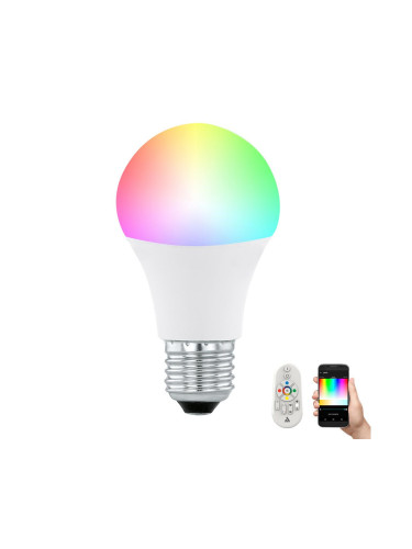 LED RGB Димируема крушка CONNECT E27/9W + дистанционно управление - Eglo 11585