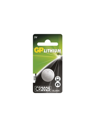 Литиева батерия плоска CR2025 GP LITHIUM 3V/170 mAh