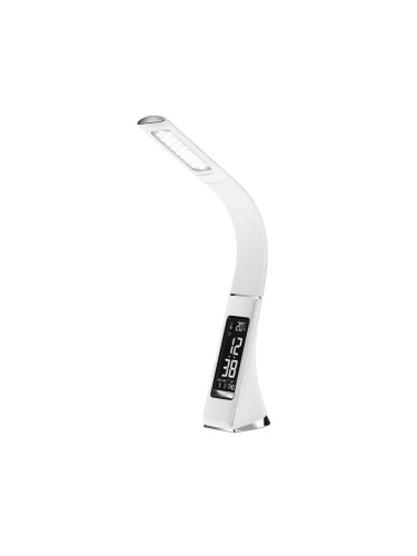 Immax 08949L - LED Настолна димируема лампа с дисплей LEATHER LED/6,5W/5V бяла