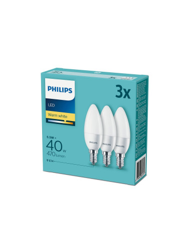 К-кт 3 бр. LED крушка Philips E14/5,5W/230V 2700K