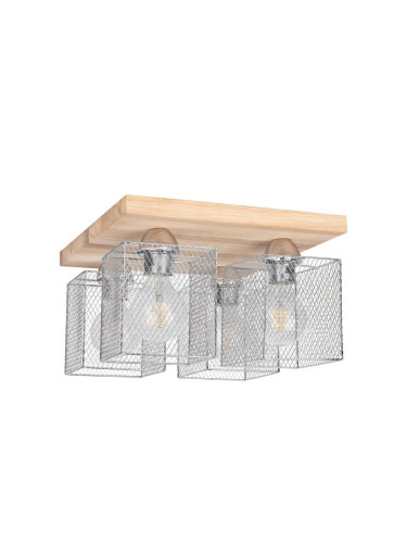 Spot-Light 8175474 - Плафон NORMAN WOOD 4xE27/25W/230V матов дъб