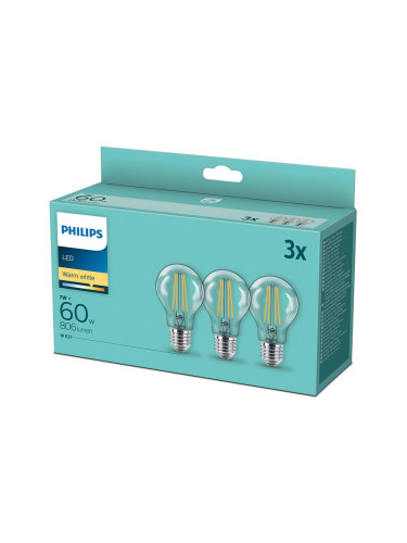 КОМПЛЕКТ 3x LED Крушка VINTAGE Philips A60 E27/7W/230V 2700K