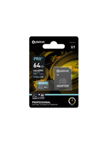 MicroSDXC 64GB U1 Pro 70MB/s + SD адаптер