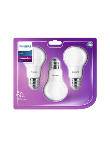 КОМПЛЕКТ 3x LED Крушка Philips E27/8W/230V 2700K