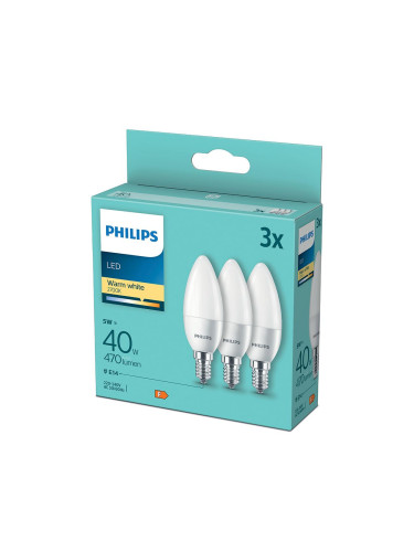 К-кт 3 бр. LED крушки Philips B35 E14/5W/230V 2700K