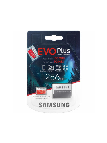 Samsung MB-MC256HA - MicroSDXC Карта 256GB EVO+ U3 100MB/сек. + SD адаптер