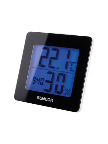 Sencor - Метеорологична станция с LCD дисплей и будилник 1xAA черна