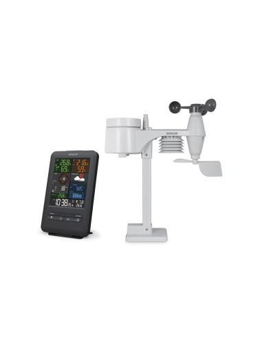 Sencor - Професионална метеорологична станция с LCD дисплей и будилник 1xCR2032 + 3xAA