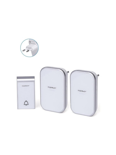 Aigostar - К-кт 2x Безжичен звънец за контакт 230V IP44 бял