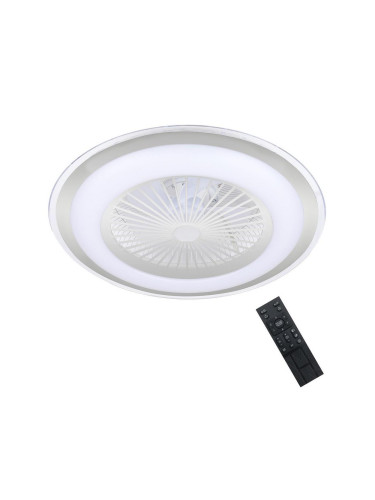LED Димируема лампа с вентилатор ZONDA LED/48W/230V сребриста + д.у.