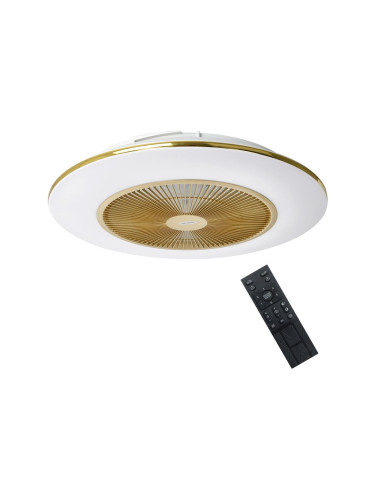 LED Димируема лампа с вентилатор ARIA LED/38W/230V златиста + д.у.