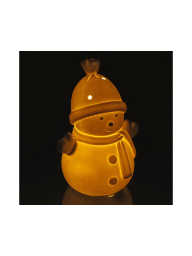 LED Коледна порцеланова декорация LED/3xLR44 снежен човек