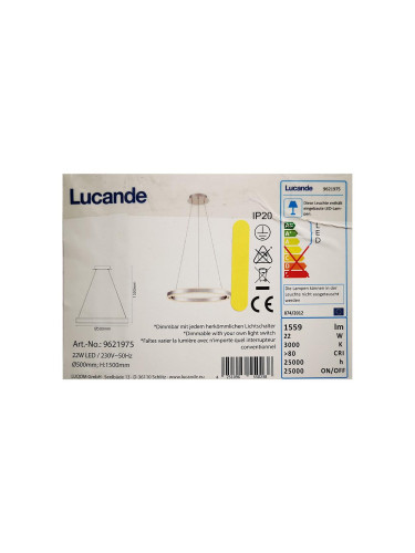 Lucande - LED Димируем пендел LYANI LED/20,5W/230V