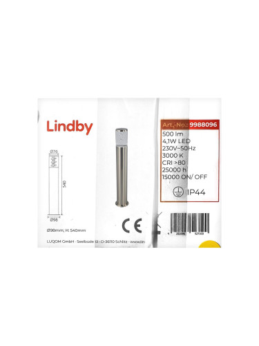 Lindby - LED Екстериорна лампа BELEN LED/4,1W/230V IP44